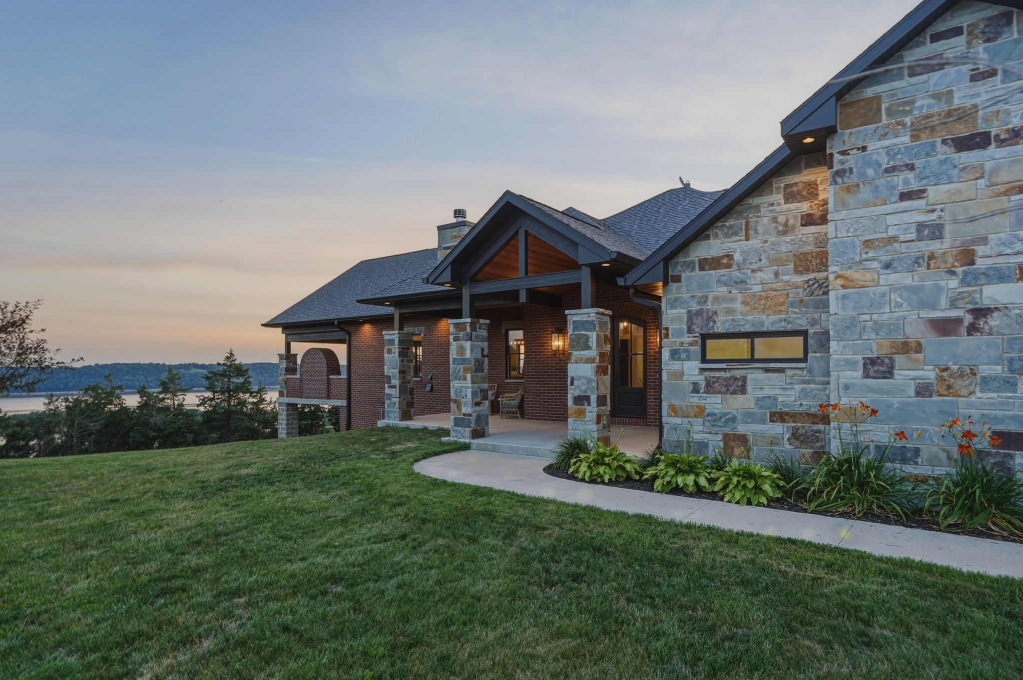 Aerial angled view of the house and its 2.51-acre lot